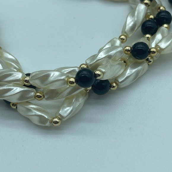 Beaded Bracelet Black Pearl White Gold Costume Jewelry - Picture 3 of 7